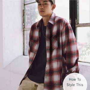 Abercrombie & Fitch Plaid Flannel Oversized Shirt Button Up Top Shirt Jacket M